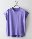 【汗染みの目立ちにくいTシャツ ZEROSTAIN/ゼロステイン】ロールカフラウンドヘムTシャツ レディース 汗染み防止 撥水加工 多機能 zo パープル ❘ジーンズメイト公式オンラインショップ