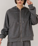 【C-FORT POINT/フォートポイント】【シワになりにくく適度な肉感でロングシーズン活躍】スエードポンチトラックジップパーカー 大人カジュアル 上品 スエード調 スポーティ サイドライン きれいめ カジュアル
