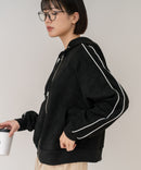 【C-FORT POINT/フォートポイント】【シワになりにくく適度な肉感でロングシーズン活躍】スエードポンチトラックジップパーカー 大人カジュアル 上品 スエード調 スポーティ サイドライン きれいめ カジュアル
