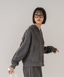 【C-FORT POINT/フォートポイント】【シワになりにくく適度な肉感でロングシーズン活躍】スエードポンチトラックジップパーカー 大人カジュアル 上品 スエード調 スポーティ サイドライン きれいめ カジュアル