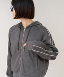 【C-FORT POINT/フォートポイント】【シワになりにくく適度な肉感でロングシーズン活躍】スエードポンチトラックジップパーカー 大人カジュアル 上品 スエード調 スポーティ サイドライン きれいめ カジュアル