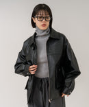 【C-FORT POINT/フォートポイント】【ティペットは取り外し可能】ティペット付き合皮ブルゾン フェイクレザー ヴィンテージライク シンプル 華やか カジュアル 着回し ❘ジーンズメイト公式オンラインショップ