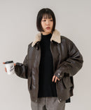 【C-FORT POINT/フォートポイント】【ティペットは取り外し可能】ティペット付き合皮ブルゾン フェイクレザー ヴィンテージライク シンプル 華やか カジュアル 着回し ❘ジーンズメイト公式オンラインショップ