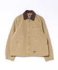 【BEN DAVIS/ベンデイビス】【コーデュロイ襟×丈短デザインがお洒落な一着】ヴィンテージダック ジップワークジャケット 表地綿100% コーデュロイ襟 薄中綿入り 丈短 ヴィンテージ風 ユニセックス ベージュ ❘ジーンズメイト公式オンラインショップ