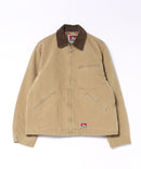 【BEN DAVIS/ベンデイビス】【コーデュロイ襟×丈短デザインがお洒落な一着】ヴィンテージダック ジップワークジャケット 表地綿100% コーデュロイ襟 薄中綿入り 丈短 ヴィンテージ風 ユニセックス ベージュ ❘ジーンズメイト公式オンラインショップ
