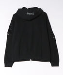 【SEQUENZ/シークエンズ】 【ダブルジップ仕様でアレンジの幅が広がる！】ダメージ加工スウェットジップパーカー フーディー グランジ ユーズド感 ヴィンテージ風 セットアップ対応 ストリート Y2K ユニセックス