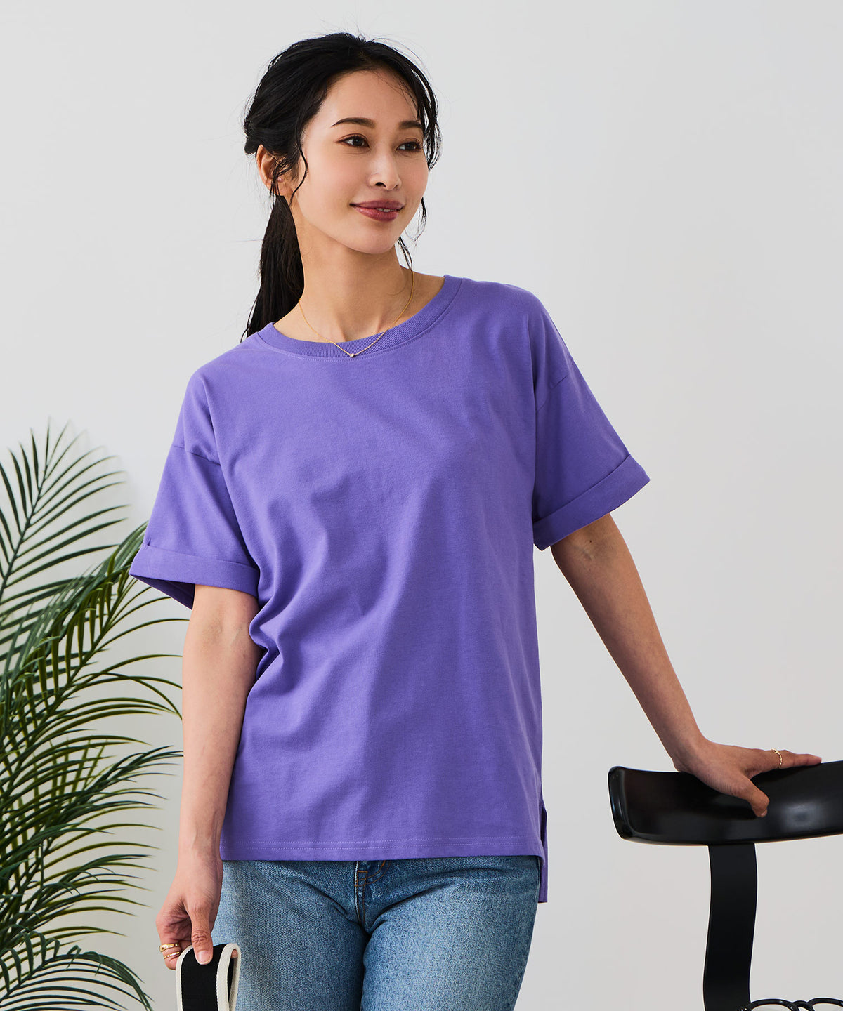 汗染みの目立ちにくいTシャツ ZEROSTAIN/ゼロステイン】ロールカフ