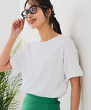 【汗染みの目立ちにくいTシャツ ZEROSTAIN/ゼロステイン】ロールカフサイドスリットTシャツ 撥水・UVカット機能付き レディース 快適Tシャツ zo ❘ジーンズメイト公式オンラインショップ