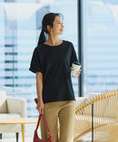 【汗染みの目立ちにくいTシャツ ZEROSTAIN/ゼロステイン】ロールカフサイドスリットTシャツ 撥水・UVカット機能付き レディース 快適Tシャツ zo ❘ジーンズメイト公式オンラインショップ