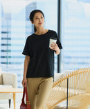 【汗染みの目立ちにくいTシャツ ZEROSTAIN/ゼロステイン】ロールカフサイドスリットTシャツ 撥水・UVカット機能付き レディース 快適Tシャツ zo ❘ジーンズメイト公式オンラインショップ