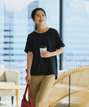 【汗染みの目立ちにくいTシャツ ZEROSTAIN/ゼロステイン】ロールカフサイドスリットTシャツ 撥水・UVカット機能付き レディース 快適Tシャツ zo ❘ジーンズメイト公式オンラインショップ