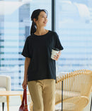 【汗染みの目立ちにくいTシャツ ZEROSTAIN/ゼロステイン】ロールカフサイドスリットTシャツ 撥水・UVカット機能付き レディース 快適Tシャツ zo ❘ジーンズメイト公式オンラインショップ