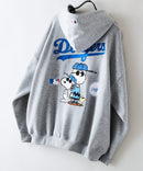 【PEANUTS/ピーナッツ】【ユニセックスデザインでリンクコーデにも◎】MLB×PEANUTS 裏起毛ジップパーカー 保温 キャラクター ドジャース ヤンキース ホワイトソックス