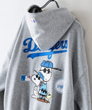 【PEANUTS/ピーナッツ】【ユニセックスデザインでリンクコーデにも◎】MLB×PEANUTS 裏起毛ジップパーカー 保温 キャラクター ドジャース ヤンキース ホワイトソックス