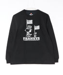 【HANES/ヘインズ】【アメリカンテイストを感じさせるクラシックなボックスシルエット】PEANUTS×BEEFY-T クルーネックロングスリーブTシャツ キャラクタープリント スヌーピー モノトーン チューブボディ タグレス仕様 ユニセックス