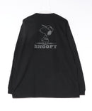 【HANES/ヘインズ】【アメリカンテイストを感じさせるクラシックなボックスシルエット】PEANUTS×BEEFY-T クルーネックロングスリーブTシャツ キャラクタープリント スヌーピー モノトーン チューブボディ タグレス仕様 ユニセックス