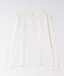 【HANES/ヘインズ】【体のラインを拾わないオーバーサイズシルエット】Thermal Top サーマルヘンリーネックロングスリーブＴ サステナブルコットン ワッフル編み オープンエンド糸 型崩れしにくい タグレス仕様 ユニセックス ホワイト ❘ジーンズメイト公式オンラインショップ