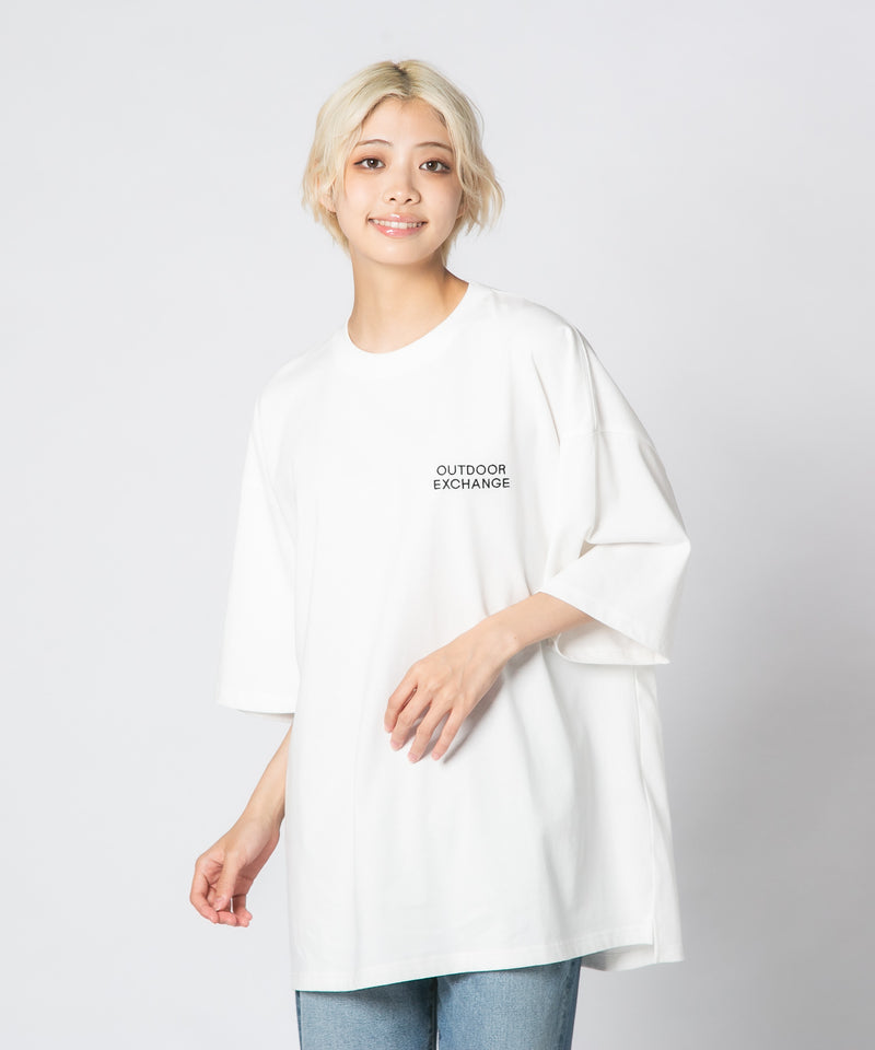 オーバーサイズ サイドスリット 前後差 Tシャツ ルーズフィット UVカット OUTDOOR EXCHANGE