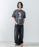 【TOMANDJERRY/トムとジェリー】オリジナルデザイン ジェリー タフィー パウダーブリーチ 加工 Tシャツ ドロップショルダー ビッグシルエット ヴィンテージライク 古着ライク ユニセックス キャラクター