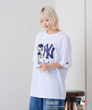 【PEANUTS×MLB】オリジナルデザインTシャツ 刺繍 ドロップショルダー ユニセックス