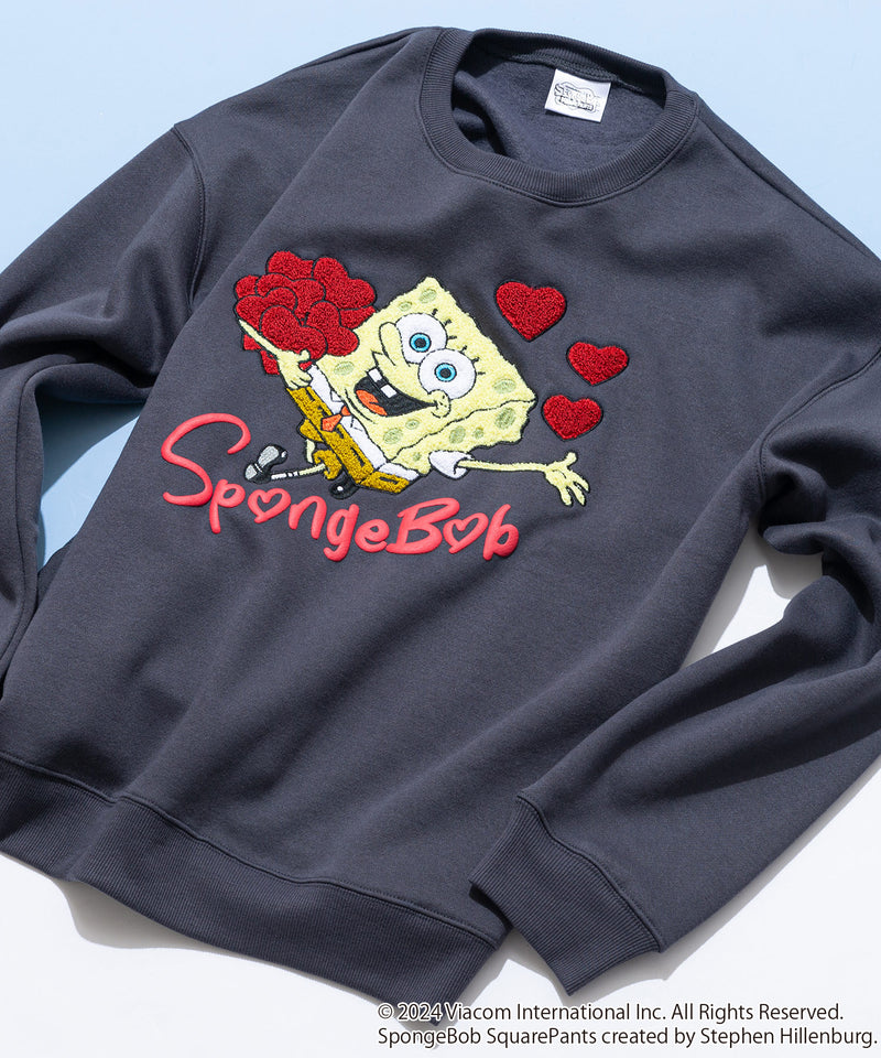 SPONGE BOB スポンジボブ オリジナルデザイン 裏起毛クルーネックスウェット