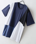 【ZERO STAIN/ゼロステイン】汗染みの目立ちにくいTシャツ ZEROSTAIN 切り替えデザインTシャツ 防汚 UVカット ネイビー C柄 ❘ジーンズメイト公式オンラインショップ