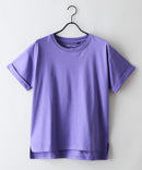 【汗染みの目立ちにくいTシャツ ZEROSTAIN/ゼロステイン】ロールカフサイドスリットTシャツ 撥水・UVカット機能付き レディース 快適Tシャツ zo パープル ❘ジーンズメイト公式オンラインショップ