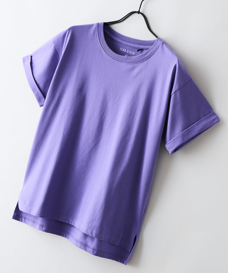 汗染みの目立ちにくいTシャツ ZEROSTAIN/ゼロステイン】ロールカフ