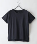 【汗染みの目立ちにくいTシャツ ZEROSTAIN/ゼロステイン】ロールカフサイドスリットTシャツ 撥水・UVカット機能付き レディース 快適Tシャツ zo ブラック ❘ジーンズメイト公式オンラインショップ
