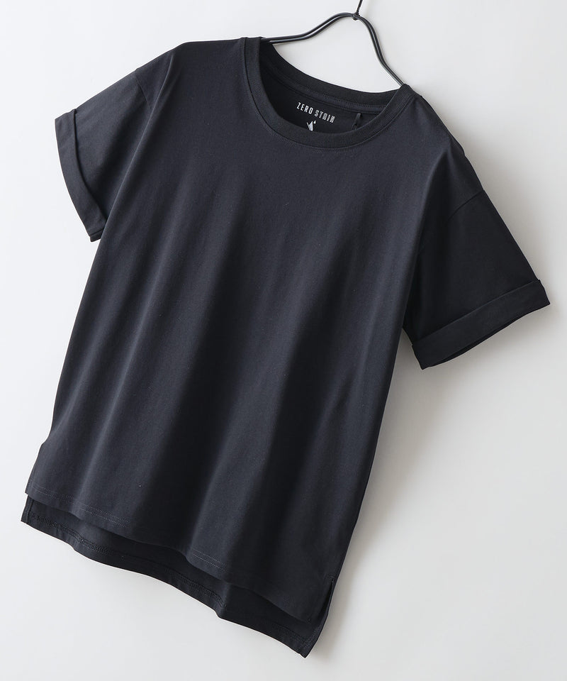 汗染みの目立ちにくいTシャツ ZEROSTAIN/ゼロステイン】ロールカフ
