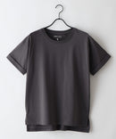 【汗染みの目立ちにくいTシャツ ZEROSTAIN/ゼロステイン】ロールカフサイドスリットTシャツ 撥水・UVカット機能付き レディース 快適Tシャツ zo スミクロ ❘ジーンズメイト公式オンラインショップ