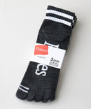 【HANES/ヘインズ】【蒸れない・におわない】5本指ソックス 3足組 抗菌防臭・吸汗 ショート丈 ラインソックス 3Pパック グレー M ❘ジーンズメイト公式オンラインショップ
