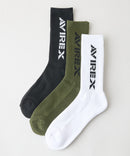 【AVIREX/アヴィレックス】【丈夫でタフな3足組】Standard Logo 3P Socks ロゴソックス 3足組 無地 迷彩柄 まとめ買い アメカジ ストリート スケーター ミリタリー