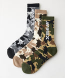 【AVIREX/アヴィレックス】【丈夫でタフな3足組】Standard Logo 3P Socks ロゴソックス 3足組 無地 迷彩柄 まとめ買い アメカジ ストリート スケーター ミリタリー