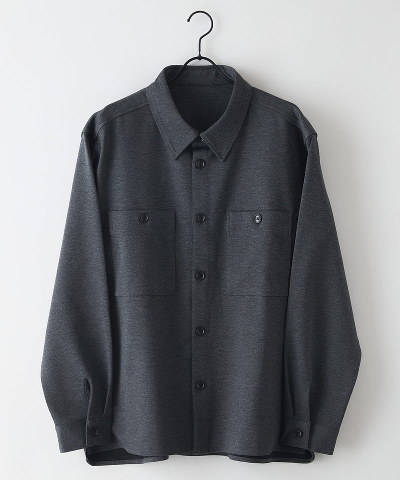 【BLUE STANDARD/ブルースタンダード】ストレッチニット ツイルシャツジャケット ウールタッチ