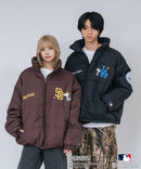 【PEANUTS/ピーナッツ】【ユニセックスデザイン リンクコーデ・カップルコーデにも◎】MLB×PEANUTS パファージャケット ブルゾン 中綿ジャケット オーバーサイズ スタンドネック 保温 ドジャース ヤンキース パドレス ❘ジーンズメイト公式オンラインショップ