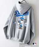 【PEANUTS/ピーナッツ】【ユニセックスデザインでリンクコーデにも◎】MLB×PEANUTS 裏起毛ジップパーカー 保温 キャラクター ドジャース ヤンキース ホワイトソックス