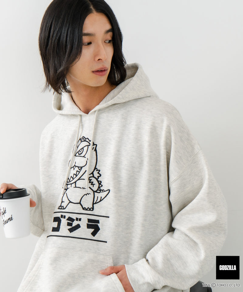 【GODZILLA/ゴジラ】ゴジラ キングギドラ オリジナルデザイン ビッグシルエット 裏起毛 プルオーバーパーカー フーディー ドロップショルダー オーバーサイズ