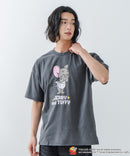 【TOMANDJERRY/トムとジェリー】オリジナルデザイン ジェリー タフィー パウダーブリーチ 加工 Tシャツ ドロップショルダー ビッグシルエット ヴィンテージライク 古着ライク ユニセックス キャラクター
