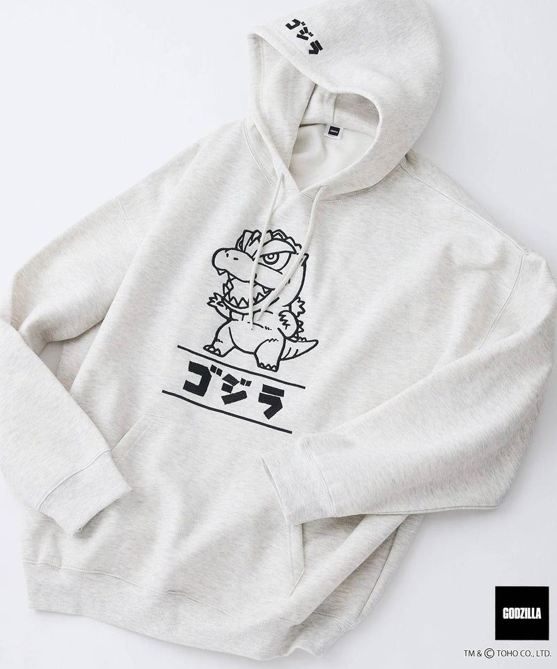 【GODZILLA/ゴジラ】ゴジラ キングギドラ オリジナルデザイン ビッグシルエット 裏起毛 プルオーバーパーカー フーディー ドロップショルダー オーバーサイズ