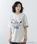 【PEANUTS /ピーナッツ】 オリジナルデザイン 刺繍 Tシャツ スヌーピー  ベル ドロップショルダー ビッグシルエット ユニセックス キャラクター
