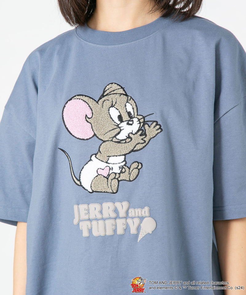 【2024新規】TOM AND JERRY トムとジェリー Tシャツ オリジナルデザイン ジェリー タフィー ドロップショルダー ビッグシルエット ユニセックス