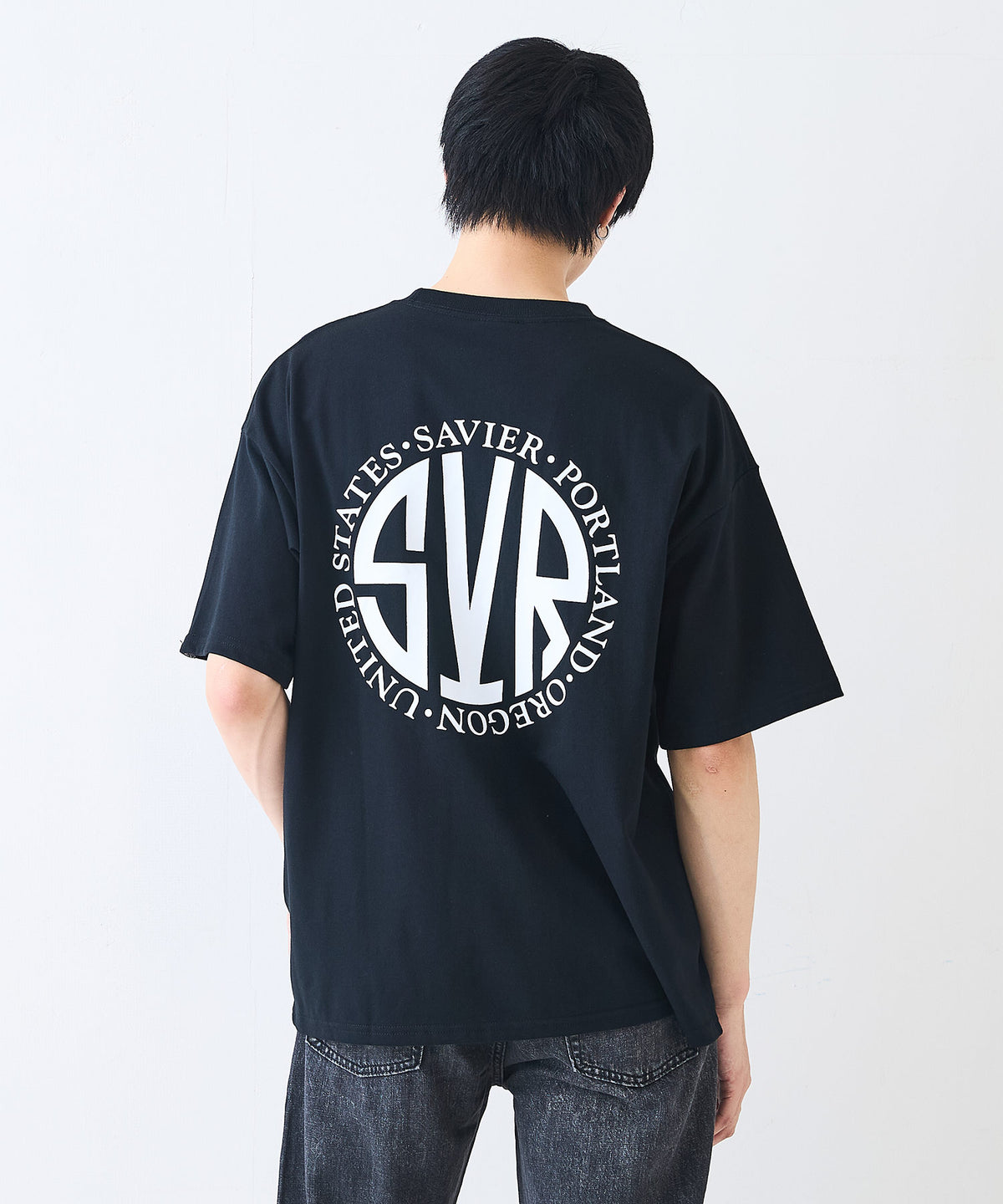 サークルロゴ バックプリント Tシャツ ブランドロゴ オーバーサイズ