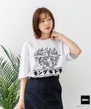 【GODZILLA/ゴジラ】【コットン100％のしっかりした生地 ドロップショルダー】オリジナルデザイン 刺繍Tシャツ ゴジラ キングギドラ メカゴジラ コラボ 特撮 映画 キャラT オーバーサイズ