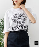 【GODZILLA/ゴジラ】【コットン100％のしっかりした生地 ドロップショルダー】オリジナルデザイン 刺繍Tシャツ ゴジラ キングギドラ メカゴジラ コラボ 特撮 映画 キャラT オーバーサイズ