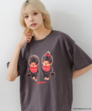 【Monchhichi/モンチッチ】【限定オリジナルデザイン】モンチッチ Tシャツ コットン100% ドロップショルダーシルエット プリント サガラ刺繍 半袖 カットソー キャラクター レトロ ユニセックス