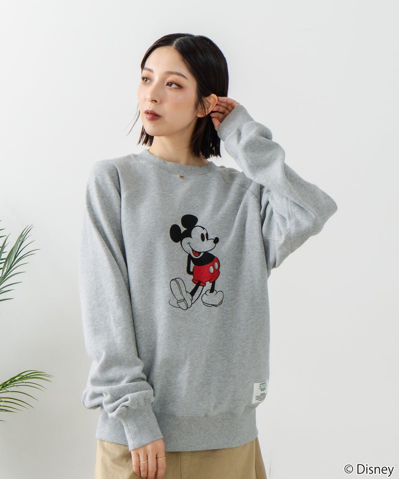 【DISCUS×DISNEY】「ミッキーマウス」キャラクタープリントスウェットトレーナー メンズ レディース ユニセックス