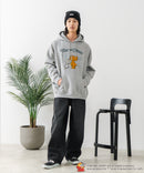 【TOM and JERRY/トムとジェリー】オリジナルデザイン 刺繍 プルオーバーパーカー フーディー ジェリー タフィー サカナ ドロップショルダー ビッグシルエット