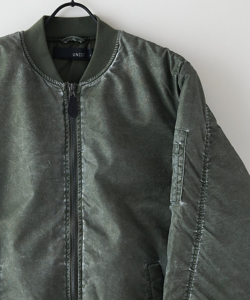 【UNIIT/ユニット】 ヴィンテージライクナイロン オーバーサイズMA-1 古着加工