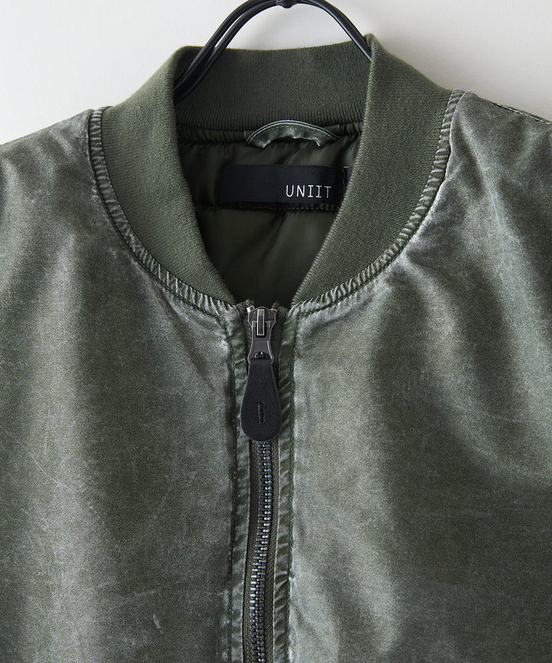 【UNIIT/ユニット】 ヴィンテージライクナイロン オーバーサイズMA-1 古着加工